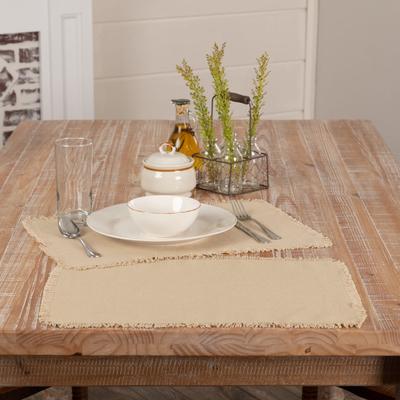 VHC Brands Burlap Placemat Fringed Set of 6 12x18 - Placemat 12x18