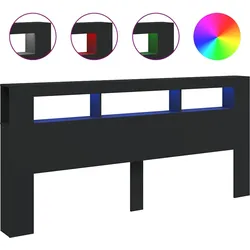 vidaXL LED-Kopfteil Schwarz 220x18,5x103,5 cm Holzwerkstoff