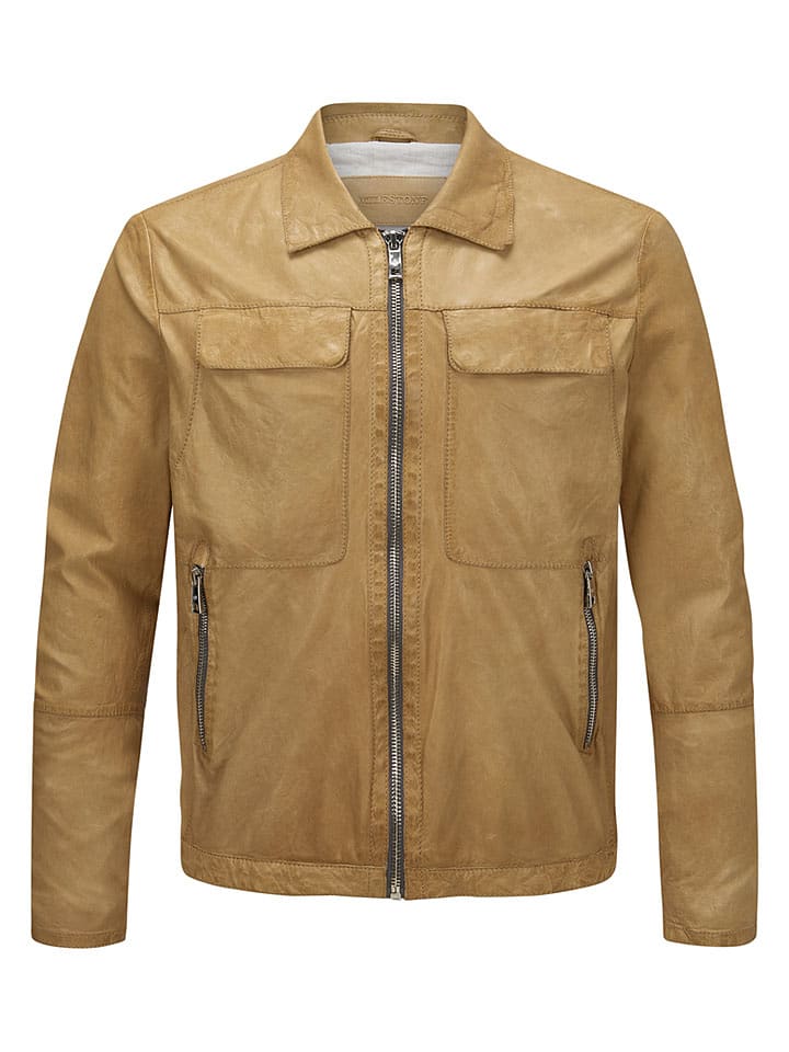 Milestone Lederjacke "Boston" in Beige - 54