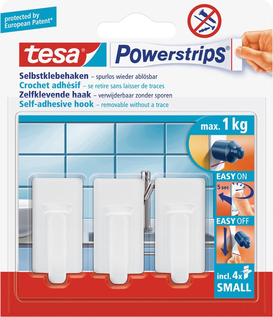 Tesa Powerstrips wandhaken small - 6 stuks - Verwijderbare haken
