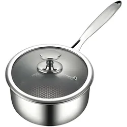 Cheffinger Saucentopf mit Deckel aus hochwertigem 18/10 Edelstahl ?24 cm in Silber Wabenstruktur