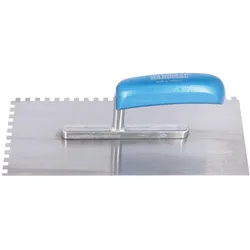 Glättekelle HAROMAC 6x6 gezahnt 280mm Stahl, gehärtet blaues Heft