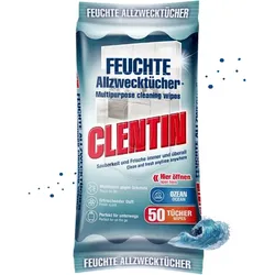 CLENTIN Feuchte Allzwecktücher, 50 St Ozean, Streifenfrei, Fettl√∂send
