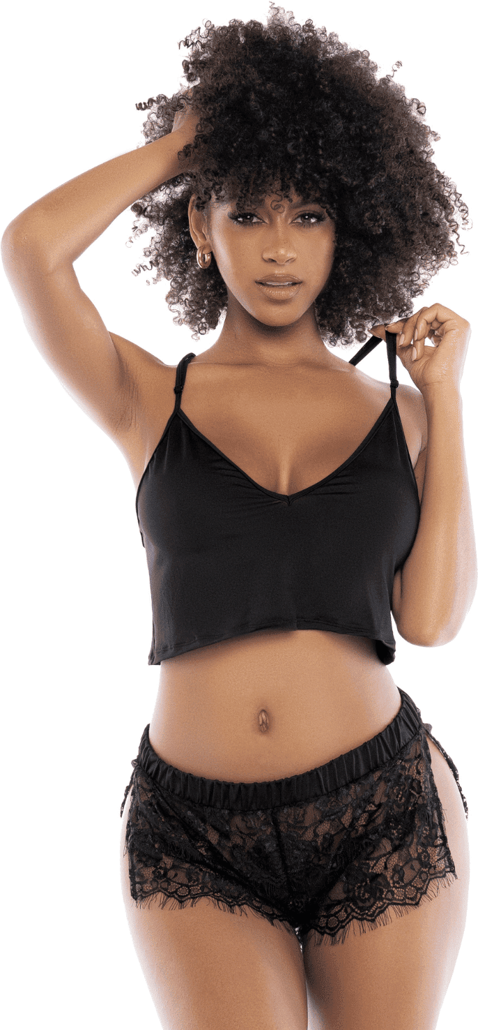 Mapalé Pyjama 2 pièces, top et short dentelle noir