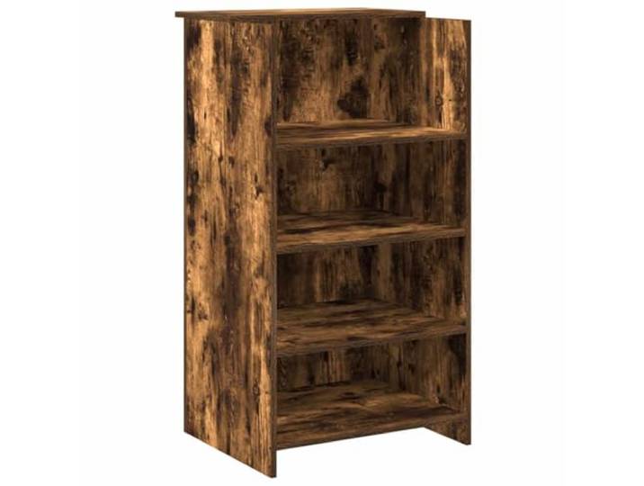 hliofuir Empfangstheke Räuchereiche 55x50x103,5 cm Tresen Kompakte Kassentheke aus Holzwerkstoff mit integriertem Regal für Büro, Praxis und Empfangsbereich.