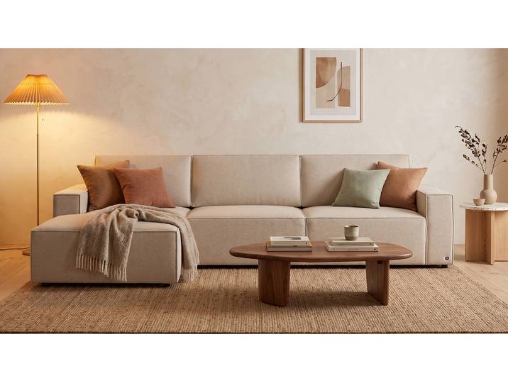 LOUNGE Ecksofa in Beige von BRUNO Groß, bequem & seitlich ausklappbar