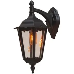 Konstsmide Außen-Wandleuchte FIRENZE DOWN, E27 max. 100W, Schwarz, Aluminium / Klarglas KON-7212-750