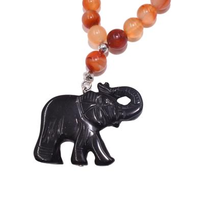 Kette mit Anhänger FIRETTI "Schmuck Geschenk Halsschmuck Halskette Steinkette Karneol", orange (messingfarben, orange, schwarz, rot, mehrfarbig), Halsketten, Damen, Messing Nylon, L: 64, Messing, Nylon, Made in Germany - mit Karneol