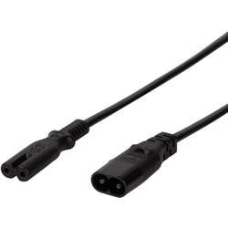 LogiLink Strom Verlängerungskabel [1x Kleingeräte-Stecker C8 - 1x Kleingeräte-Buchse C7] 2.00 m Schwarz CP129