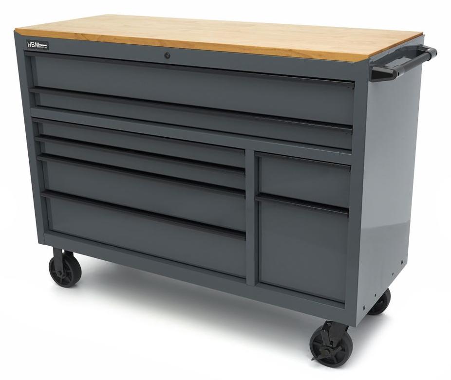 HBM Werkzeugwagen, 8 Schubladen, 142 cm, grau