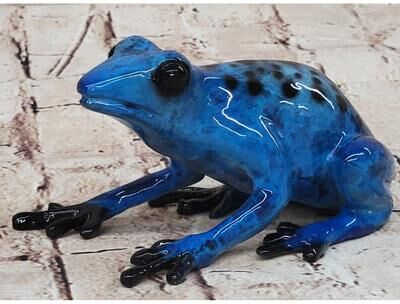 Bronzhaus Blue Poison Dart Tree Frog Bronze Metal Figurine Sculpture Signed Original Art