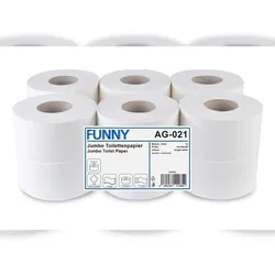 Plock GmbH Jumbo Toilettenpapier Funny - 2-lagig - weiß - perforiert - 12 Rollen