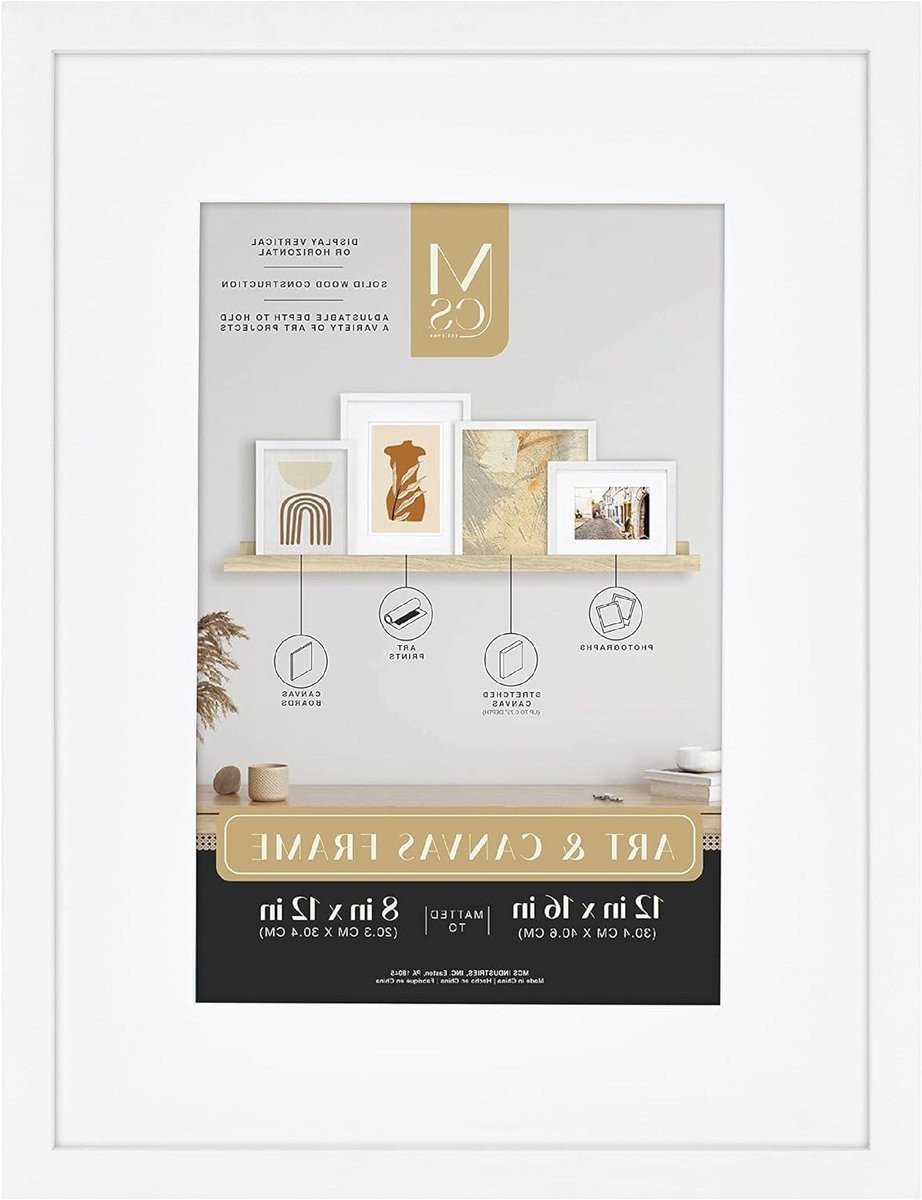 Houten Galerij Lijst Wit - Fotolijst voor Canvas met Passe-partout - 12x16 inch