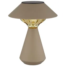 Solarlampe Tischleuchte Außenlampe sandfarben LED Gartenlampe Balkonlampe, Edelstahl, LED 3000K warmweiß, H 23 cm