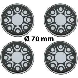 4 x Ø 70 mm Polymere Aufkleber / Stern-Optik / Nabenkappen, Felgendeckel