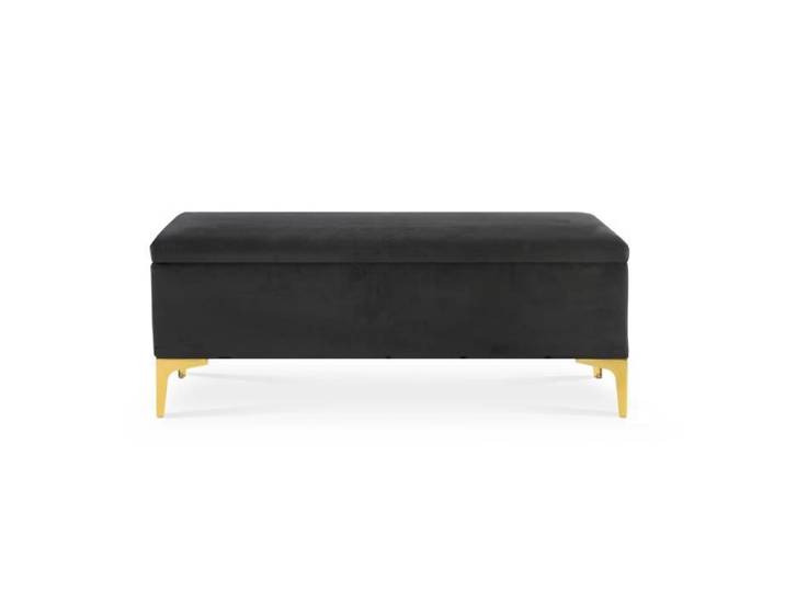 Banquette Coffre Chloé velours Noir pieds or