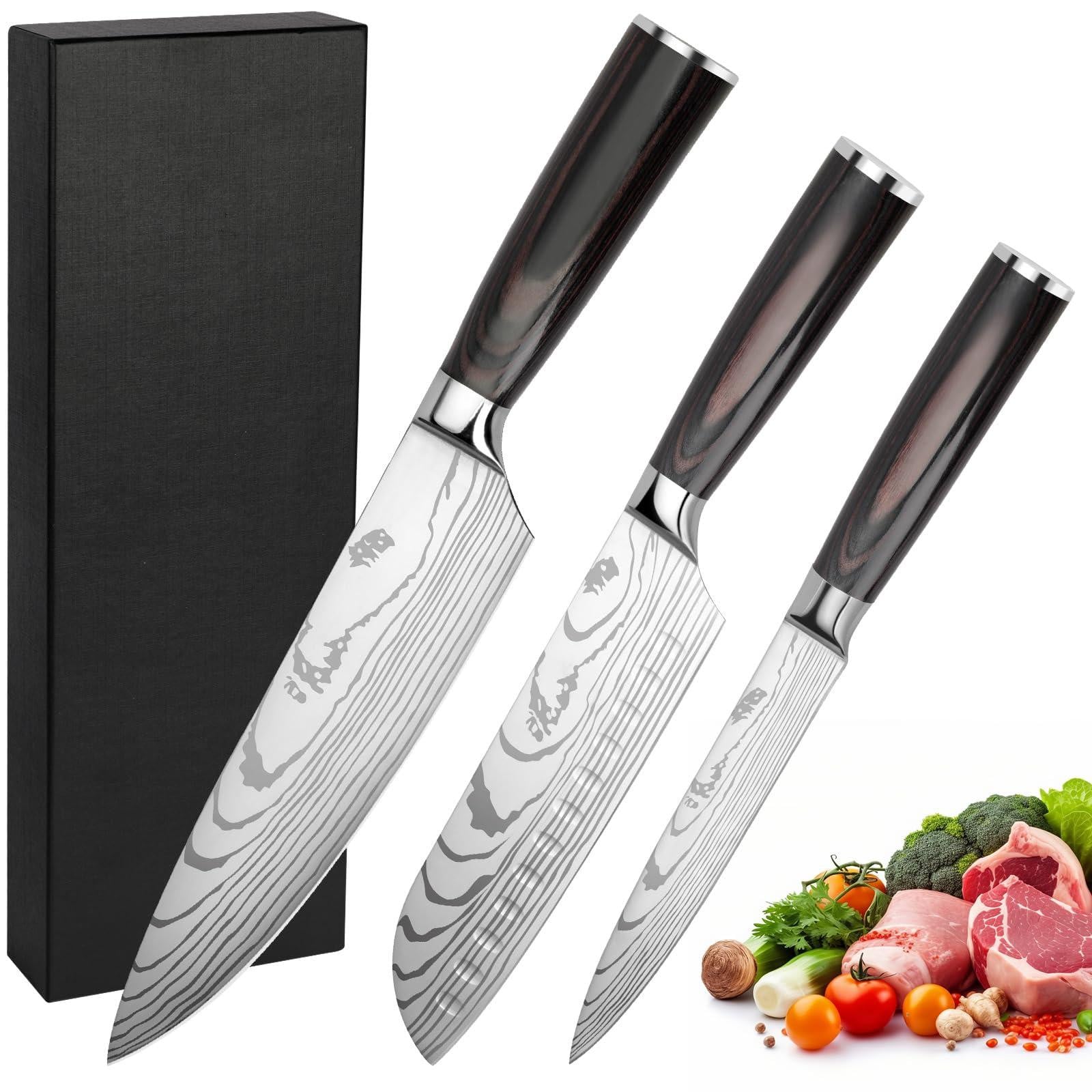 Solidchoice 3-delige koksmes set met ergonomisch handvat van hoogwaardig carbonstaal