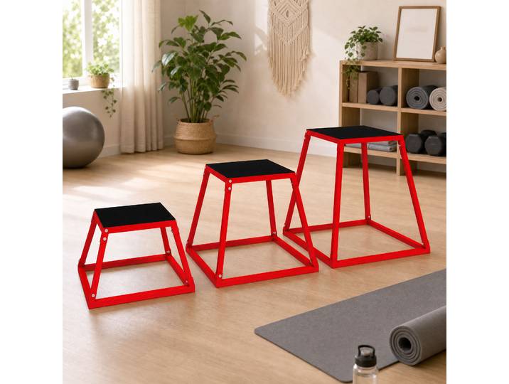 SPORTNOW Box Pliométrique Set Trapézoïdal Antidérapant 30.5-61cm Rouge