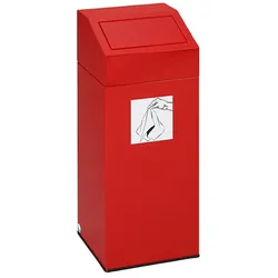 PROREGAL Selbstlöschender Wertstoffsammler "Putztücher" | 47 Liter, HxBxT 79x32x32cm | Verzinkter Stahl | Rot | Mülleimer Abfalleimer Müllkorb