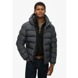 Superdry für Herren. M5011905A Dunkelgraue gesteppte Sportjacke (XL), Schwarz, Lässig, Polyester