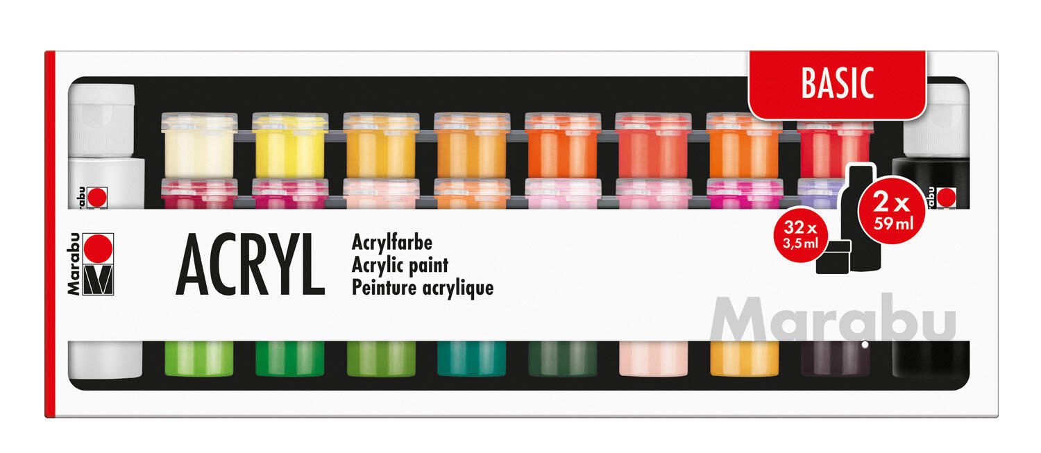 Marabu Acrylfarben-Set Basic, farbsortiert 1210000000208
