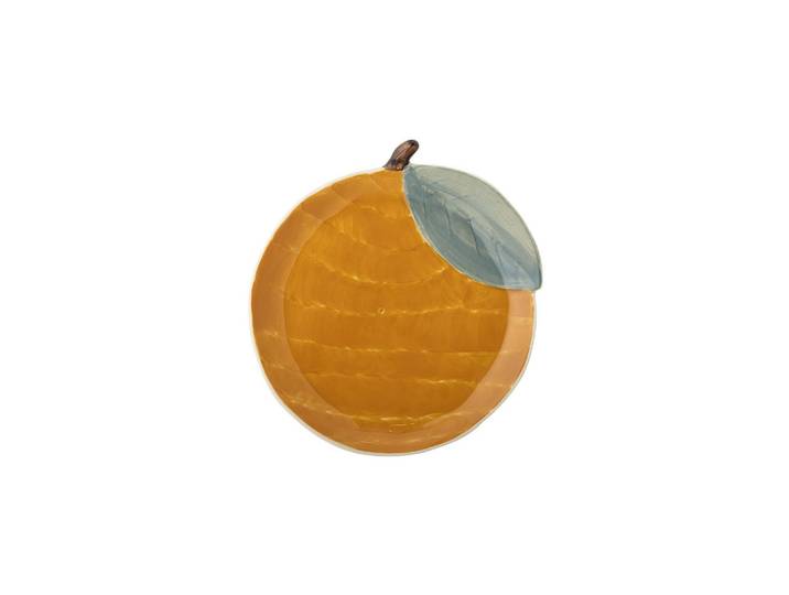 Assiette en grès orange, ronde, à motifs - Bloomingville, Agnes -