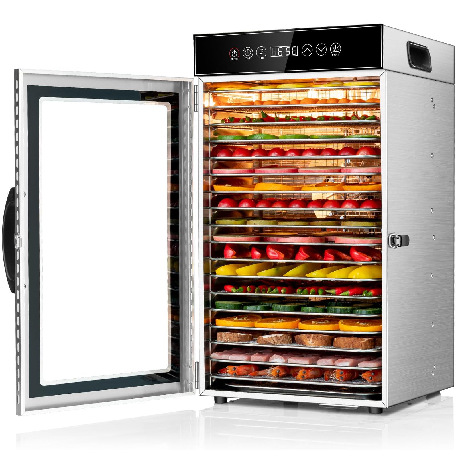 Lebensmittel-Dehydrator 18 Etagen, 800 W, Edelstahl, Timer