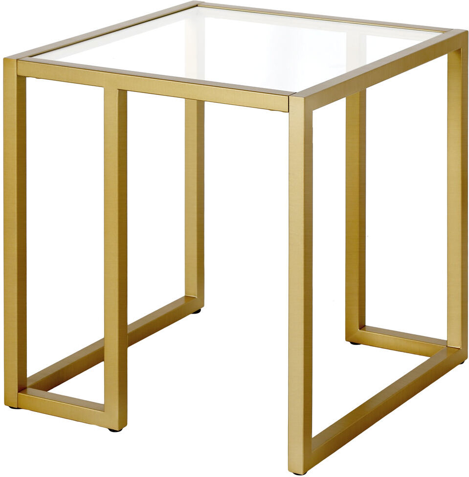 Hudson&Canal Oscar Glass Top Sled End Table Brass 55.9cm H X 50.8cm W X 50.8cm D