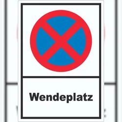 HB-Druck Parken verboten Wendeplatz Aufkleber A4 (210x297mm)