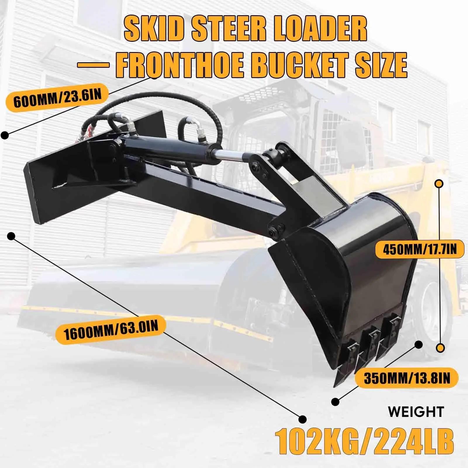 Skid-Steer Minilader Anbaugerät - Frontbagger gerader Baggerarm - 30 cm Löffel - verlängerte Reichweite - für Gräben und Pflanzarbeiten - Landwirtschaft