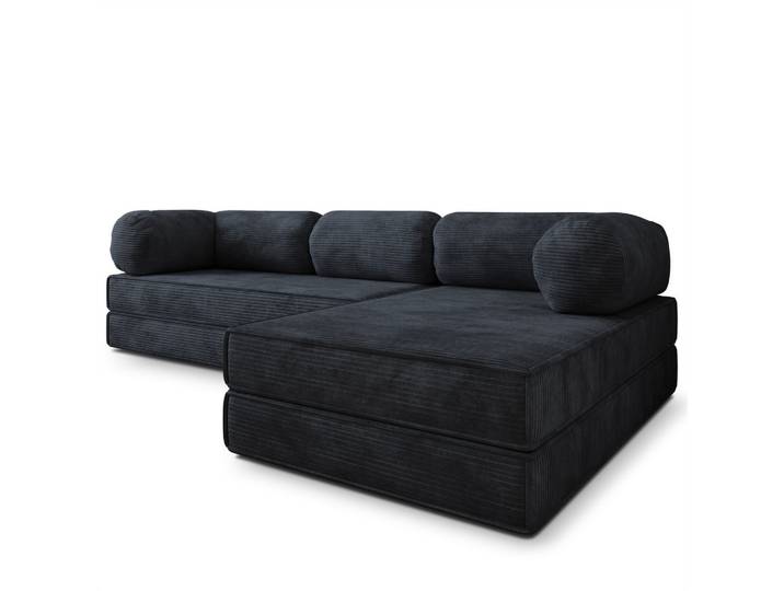 ECKSOFA ETERA modulares Boneless Sofa mit Schlaffunktion Schwarz Kordstoff
