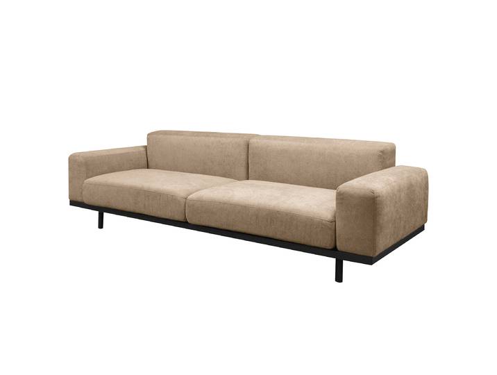 home24 XXL-bank beige Microvezel Wiam 257 x 72 x 98cm modern