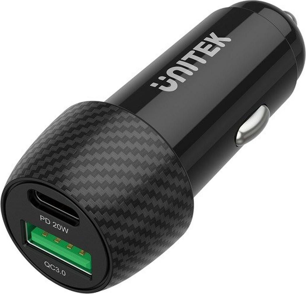 Unitek P1400A Auto oplader 38W met USB-A en USB-C QC 3.0