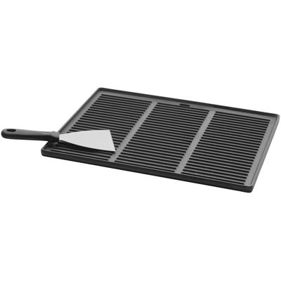 Grillplattenaufsatz BUSCHBECK "Plancha-Platte mit Grillspachtel", schwarz, B:37cm, Edelstahl, Gusseisen, Kunststoff, Backbleche, für Outdoorküchen, Gusseisen, B47 x T37 x H5cm