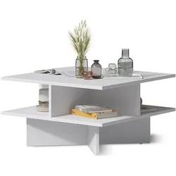 Vicco, Couchtisch + Beistelltisch, Couchtisch Lorin, Weiss, 60 x 60 cm (60 x 60 x 34 cm)