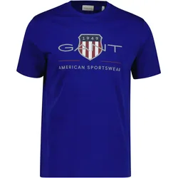 GANT Herren T-Shirt - REGULAR ARCHIVE SHIELD, Rundhals, kurzarm, Baumwolle, Print Blau (Crisp Blue) / 5XL