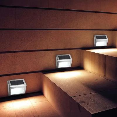 Inspire Curations StepGlow Solar Stair Lights Stainless Steel Outdoor Fence & Wall Lighting (6 LED) white Light 2pcs