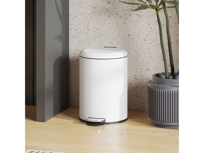 HOMCOM Poubelle 20L avec Pédale et Seau Intérieur Blanc Cassé