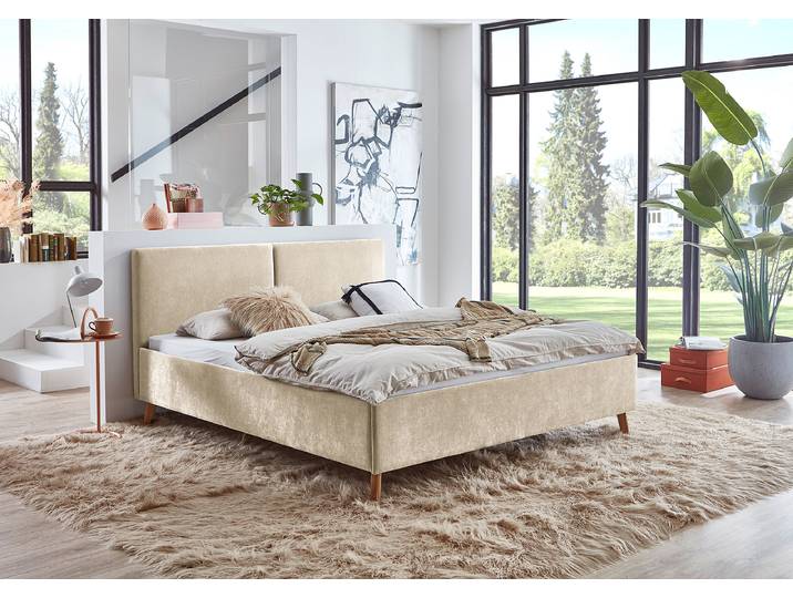 Lit rembourré Piano 180 x 200cm Microfibre Wiam Beige Marron
