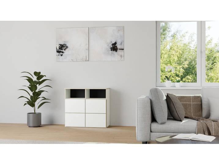 Armoire à tiroirs sobre sur mesure Mélaminé premium Blanc Bord contre­plaqué