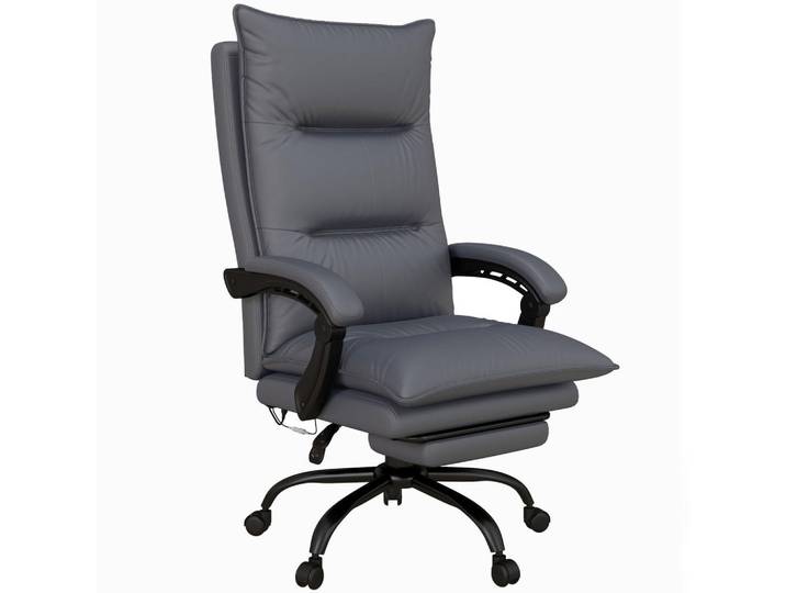 Vinsetto Massage-Bürostuhl, Polyester, Schaumstoff, Mdf, Stahl, Dunkelgrau, Kunststoff, 74x121.5x66 cm, Büromöbel, Bürostühle, Drehstuhl