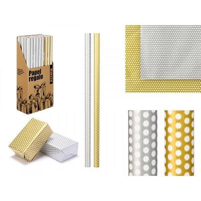 Geschenkpapier Rolle 70x200 Silber Gold Tupfen