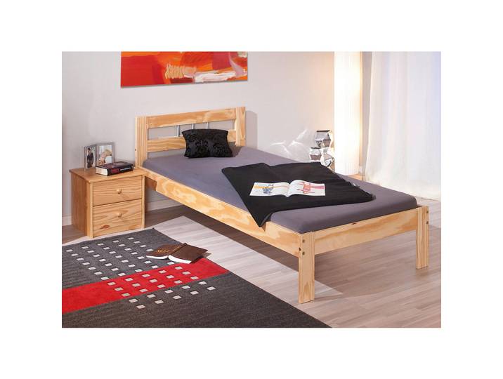 Mid.you Bett, Naturfarben, Holz, Kiefer, vollmassiv, 90x200 cm, Schlafzimmer, Bett, Einzelbetten