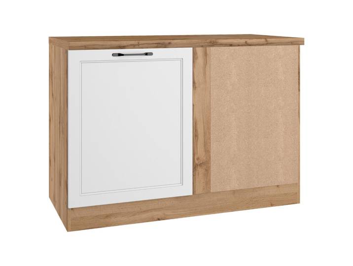 Eckunterschrank, Weiß & Eiche Wotan, 120x86x60 cm, Holzwerkstoff, 1 Fächer, Seitenverkehrt Montierbar, Held-Möbel