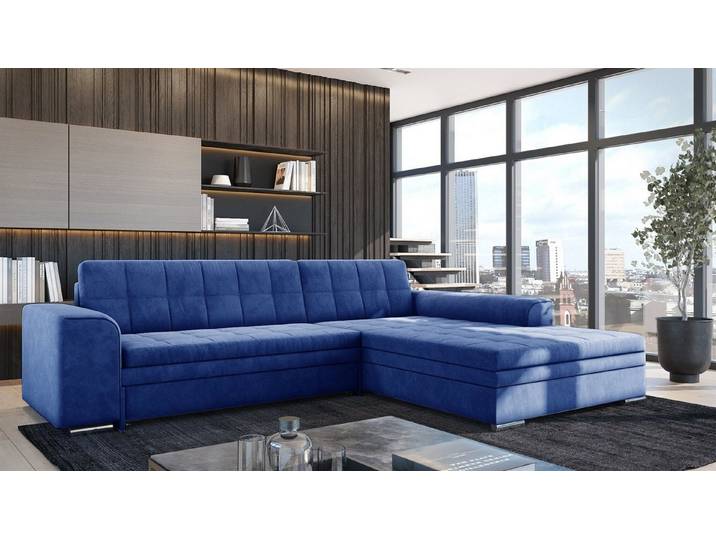 Fun Möbel Ecksofa Schlafsofa LUSAKA mit Ottomane in Stoff, Rundumbezug, Ottomane Links oder Rechts