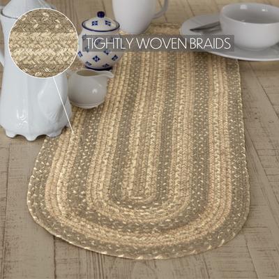VHC Brands Cobblestone Jute Oval Runner 13x36