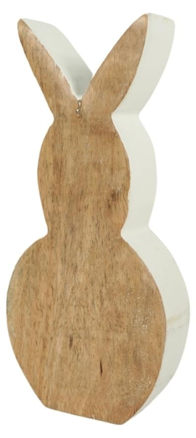 Witte houten haas figuur voor op tafel, 18 cm