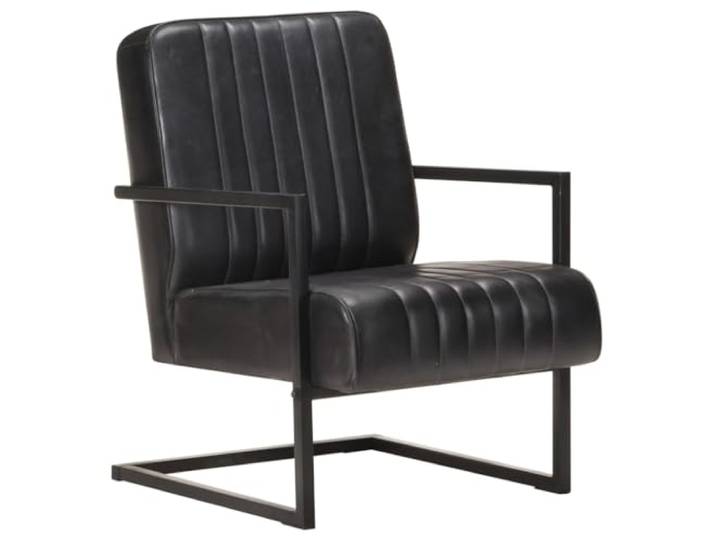 Heofavd Freischwinger Sessel Echtleder Lederstuhl Schwarz TV-Stuhl