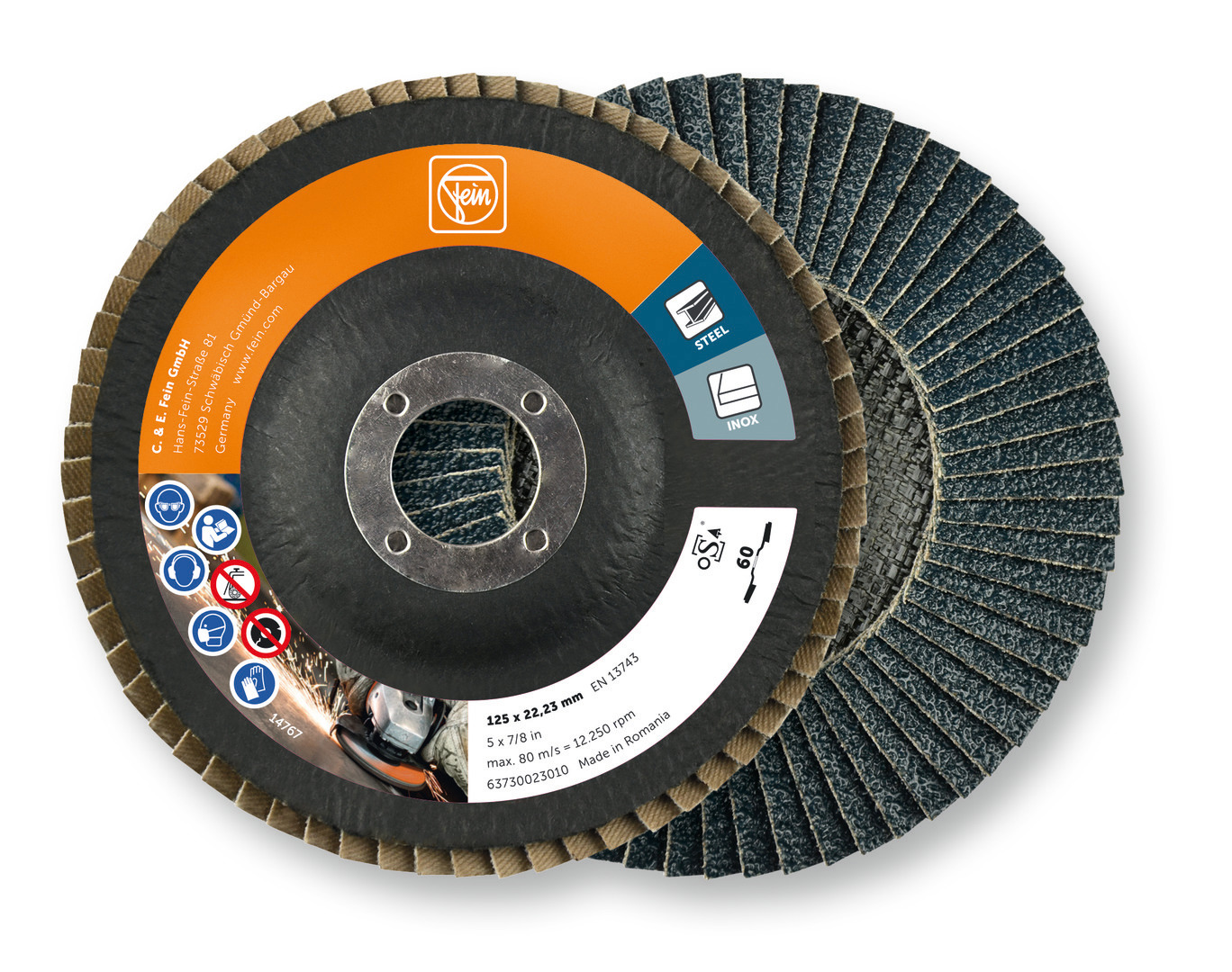 FEIN Fächerschleifscheibe, Ø 125 mm, VE 10 St, Korn 60 63730023010