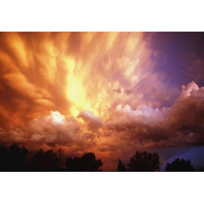 Fototapete PAPERMOON "Gewitterwolken bei Sonnenuntergang", bunt, B:4,5m L:2,8m, Vlies, Tapeten
